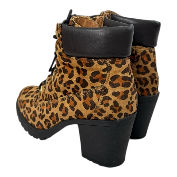 Zigi Soho Leopard Print Lace-Up Heeled Combat Boots Size 8 Women’s - Picture 3 of 12